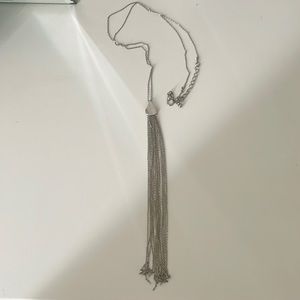 Long necklace with silver fringe pendant